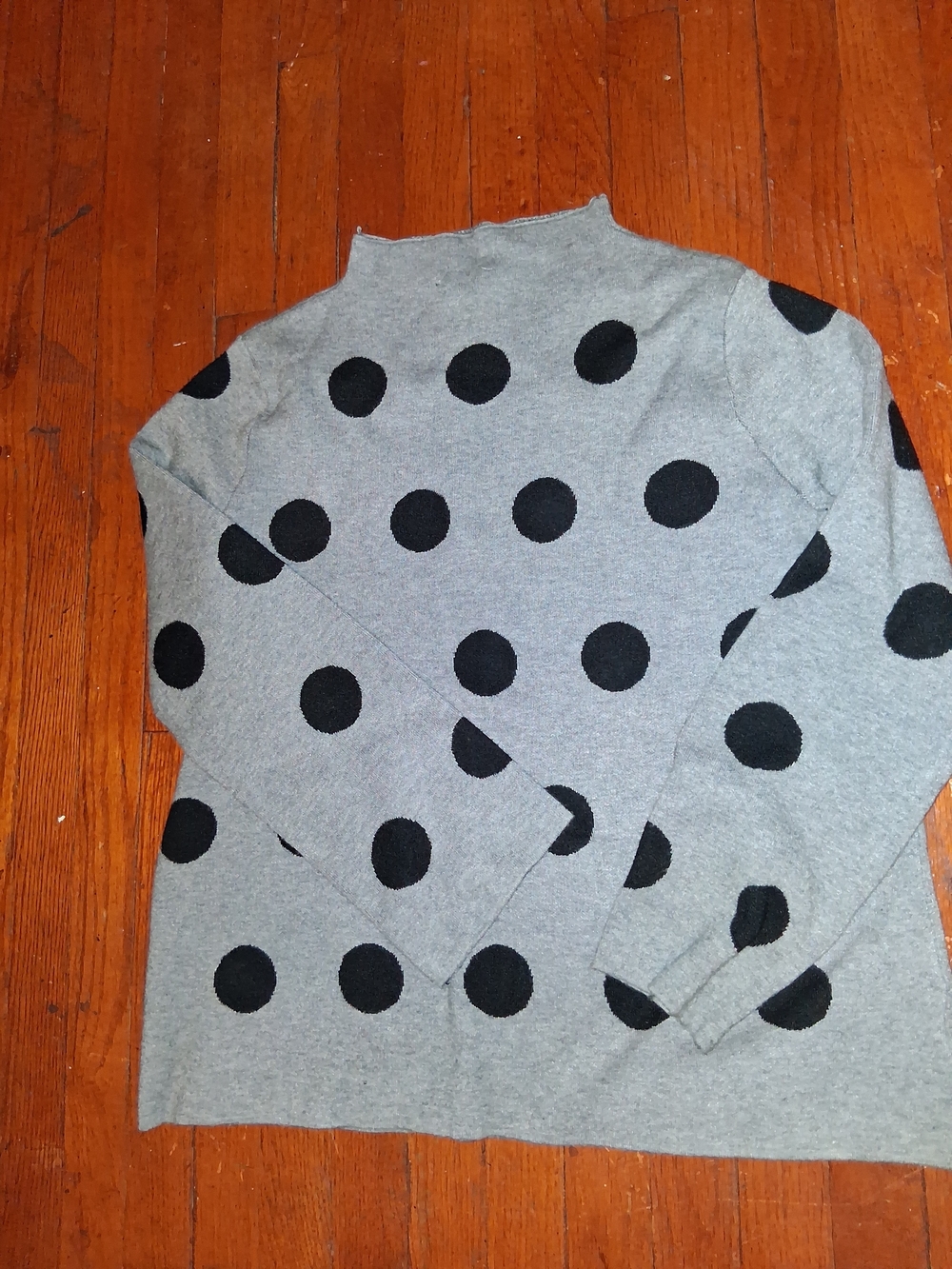 Gray Polka Dot Womens Sweater - Black Dot Pattern